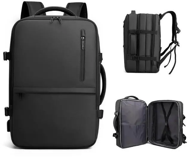 Main image of Biaqud Travel Backpack for Men Women, Expandable Carry on Backpacks with Charging Port for Business Work Commute Casual, Black