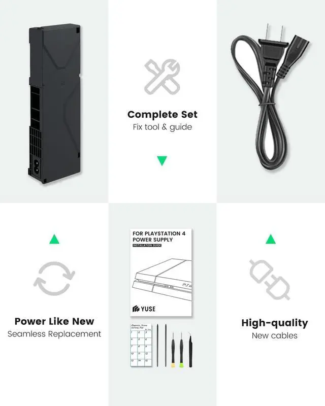 Alt view image 3 of 5 - LHM for PS4 Power Supply Replacement ADP-240CR with Power Cord, for CUH-11xx Series Host Source Replacement(4 pin) with Repair Tools and Manual