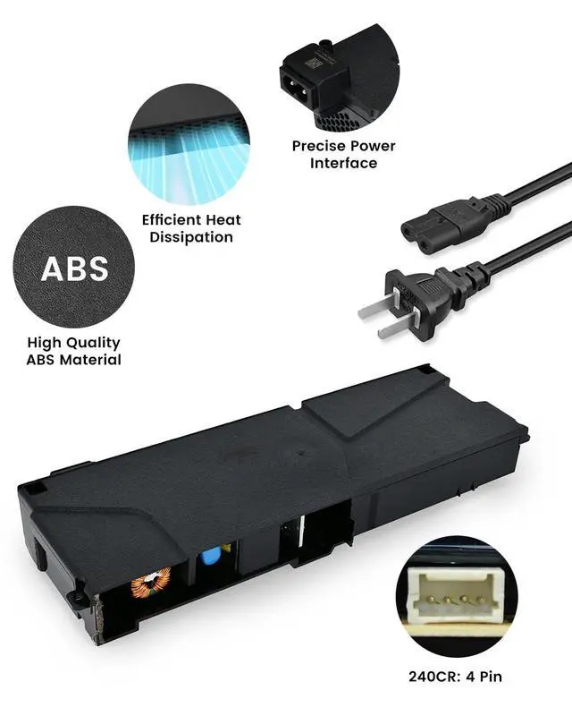 Alt view image 4 of 5 - LHM for PS4 Power Supply Replacement ADP-240CR with Power Cord, for CUH-11xx Series Host Source Replacement(4 pin) with Repair Tools and Manual