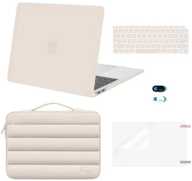 Main image of MOSISO Compatible with MacBook Air 13 inch Case 2022 2021 2020 2019 2018 Release A2337 M1 A2179 A1932, Plastic Hard Case&Puffy Sleeve Bag&Keyboard Skin&Webcam Cover&Screen Protector, Sand