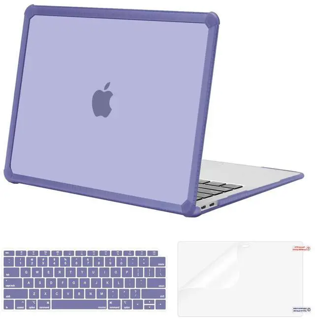 Main image of MOSISO Compatible with MacBook Air 13 inch Case 2022-2018 Release A2337 M1 A2179 A1932, Anti-Cracking Heavy Duty Plastic Hard Shell Case with TPU Bumper&Keyboard Cover&Screen Film, Lavender Gray