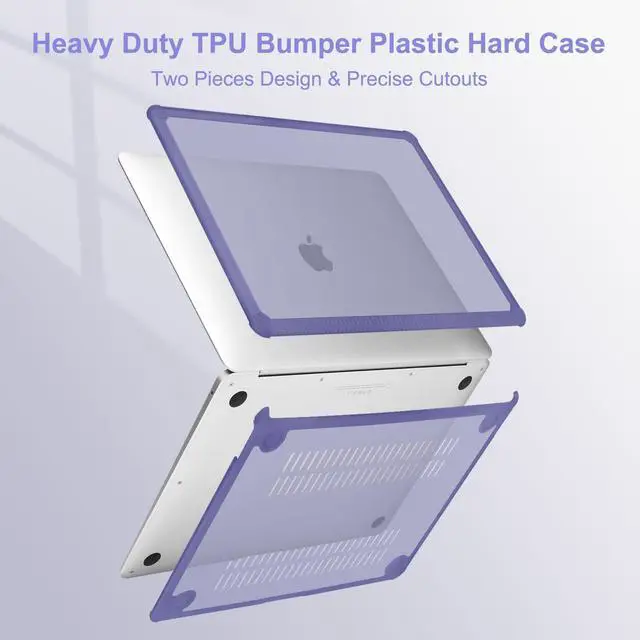 Alt view image 5 of 5 - MOSISO Compatible with MacBook Air 13 inch Case 2022-2018 Release A2337 M1 A2179 A1932, Anti-Cracking Heavy Duty Plastic Hard Shell Case with TPU Bumper&Keyboard Cover&Screen Film, Lavender Gray
