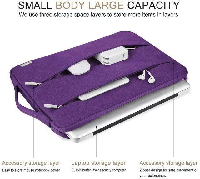 Alt view image 2 of 5 - Voova 15.6 16 Inch Laptop Sleeve Case Compatible with MacBook Pro 16 M1/M2/M3/M4 Max 2019-2025, 15.6-16 Hp Lenovo Acer Asus, Waterproof Slim Computer Bag Cover with Handle, Purple