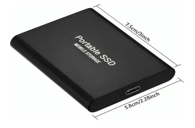 Alt view image 2 of 5 - 3T Portable External SSD  3000GB High-Speed USB 3.0 & Type-C Solid State Drive, Shockproof Slim Storage for Windows, Mac & Linux