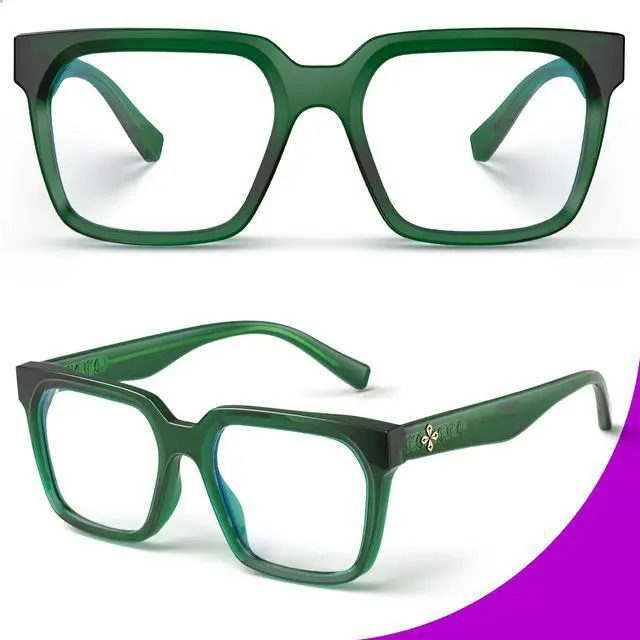 Alt view image 3 of 5 - VISOONE 2 Pack Rectangle TR90 Blue Light Blocking Glasses Computer Eyewear with Preppy Look for Women and Men Cougar