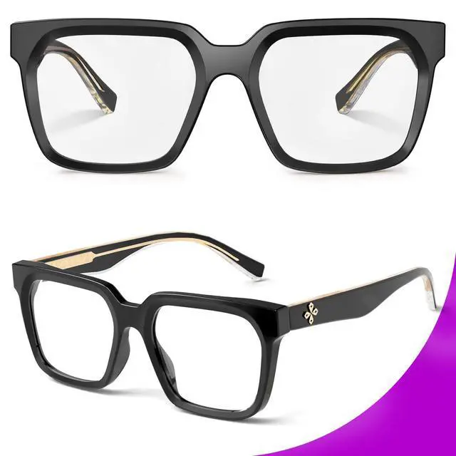 Alt view image 4 of 5 - VISOONE 2 Pack Rectangle TR90 Blue Light Blocking Glasses Computer Eyewear with Preppy Look for Women and Men Cougar