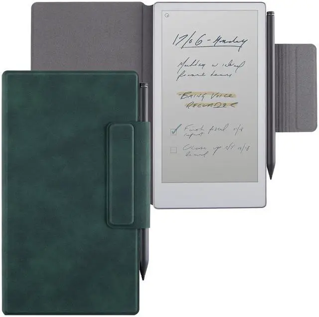 Main image of BOZHUORUI Magnetic Case for Remarkable Paper Pro Move (7.3",2025 Released) | Pen Buckle Design | Thin & Lightweight | Book Folio Style | PU Leather Cover with Sleep/Wake (Pine Green)