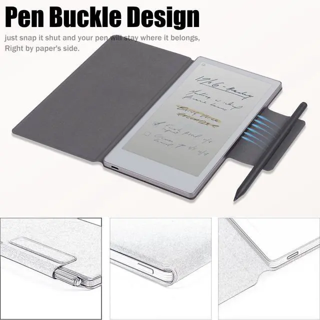 Alt view image 4 of 5 - BOZHUORUI Magnetic Case for Remarkable Paper Pro Move (7.3",2025 Released) | Pen Buckle Design | Thin & Lightweight | Book Folio Style | PU Leather Cover with Sleep/Wake (Pine Green)