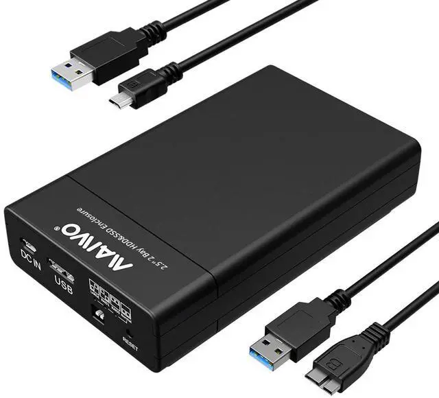 Main image of MAIWO Dual Bay RAID Hard Drive Enclosure with USB 3.0 for 2.5 Inch SATA SSD/HDD, Support UASP 12TB Capacity, RAID 0/1/JBOD/PM, Tool Free External HDD Enclosure