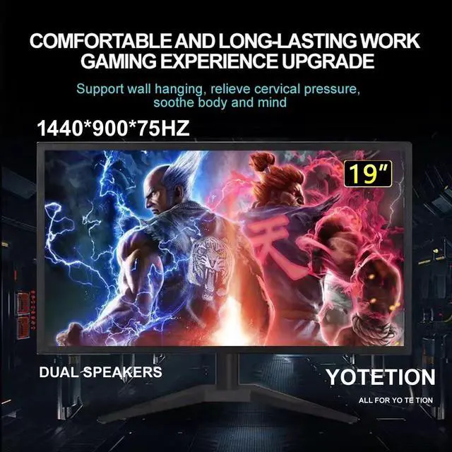 Alt view image 3 of 5 - YOTETION 19 inch HD (1440 x 900) Monitor with Speaker, 75Hz Refresh Rate, HDMI x1, Small Thin Monitor for laptops, Computers and desktops,LED Display, VGA/HDMI Connection.VESA:75 * 75MM