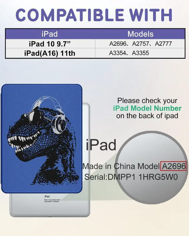 Alt view image 2 of 5 - Uppuppy for iPad A16 Case - for iPad 10th Generation Case 10.9 Inch Kids Boys Cute Women Girls Cartoon Kawaii Cool Blue Unique Men Rotating Stand Folio Tablet Cover for Apple 10/11 2025