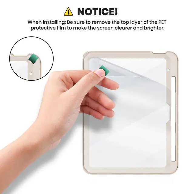 Alt view image 3 of 5 - Stweap Case for iPad 10th Generation 10.9inch 2022,with Built-in Screen Protector and Kickstand,Hand Strap,Shoulder Strap for New Apple iPad 10.9 Inch(Blue/Beige)