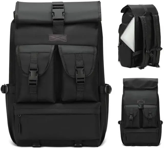 Main image of SUIKIHUM Roll-top Backpack for Men Women, Waterproof Laptop Backpack 15.6" with Quick Access Zipper, Expandable Roll Top Commute Bag for Travel Work College