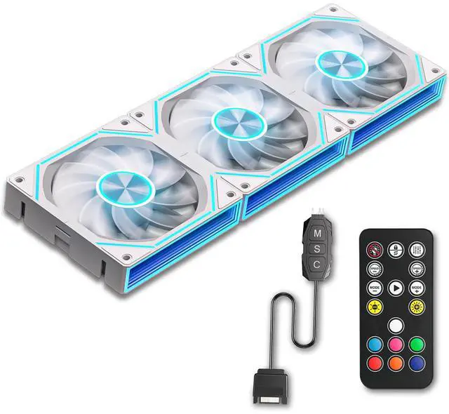 Main image of GSCOLER FB120 3 Pack 120mm ARGB PC Cooling Fans - 16.8M Colors & Remote, Infinite Mirror Reverse Fans, PWM Speed Control, High Airflow, Wireless Splicing/Daisy-Chain, Quiet Case Fans for Gaming PC