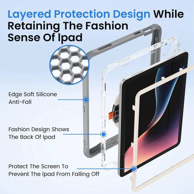 Alt view image 3 of 5 - Pepkoo Ipad A16 Case, Suitable for Ipads(A16),10th Ipad Case, Ipads 10.9 Inch Cases Comes with Vent Holes to Provide Heat Dissipation for Your Equipment.