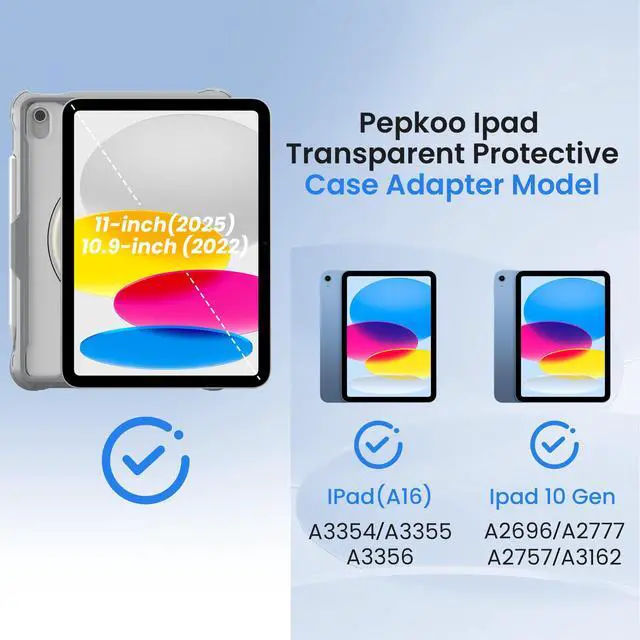 Alt view image 5 of 5 - Pepkoo Ipad A16 Case, Suitable for Ipads(A16),10th Ipad Case, Ipads 10.9 Inch Cases Comes with Vent Holes to Provide Heat Dissipation for Your Equipment.