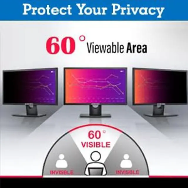 Alt view image 3 of 5 - ACONETMAX 23 Inches Privacy Screen Filter for Computer 16:9 Widescreen Monitor | Privacy Shield | Anti Glare & Blue Light Filter | UV & Eye Protection | Anti-Scratch Protector Film