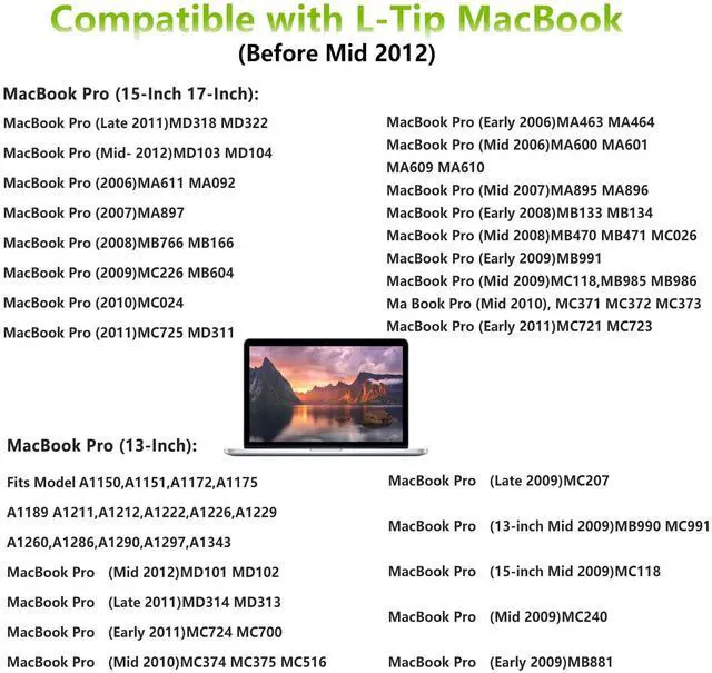Alt view image 3 of 5 - Mac Book Pro Charger 85W Mag 1 L-Tip Power Adapter, Compatible with Mac Book Pro 13 15 17 inchBefore Mid 2012