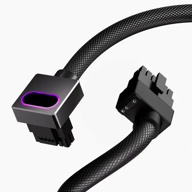 Main image of AIJS 12+4Pin(16-pin) 12VHPWR GPU Modular CableDirect Connection Cable for NVIDIA GeForce RTX 40/5070/5080 Series Graphics Cards,18AWG 90°Right-Angle Design,Not an Extension Cable(Black, Clip A-50CM)