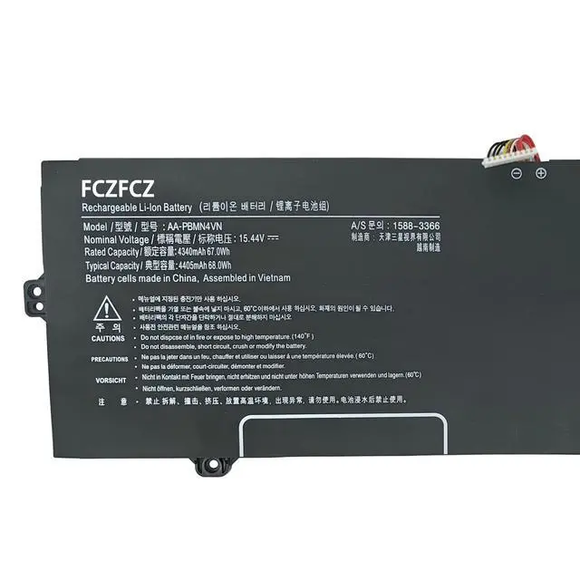 Alt view image 2 of 5 - FCZFCZ AA-PBMN4VN Battery 68Wh Replacement for Samsung Galaxy Book Pro 360 NP950QCG / 360 15 NP950QDB / Pro Evo 15 NP950XDB / Book3 360 15 NP750QFG /Book4 360 15 NP750QGK Series 15.44V