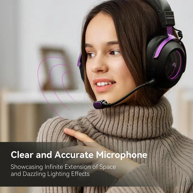 Alt view image 3 of 5 - ausounds 2.4G Wireless Dongle Gaming Headset,Planar Magnetic Drivers,Surrounding Spatial Audio,Memory Foam,Abyss Lighting Effects,Lightweight Headphones Works on PC,PS5,Xbox Series X|S