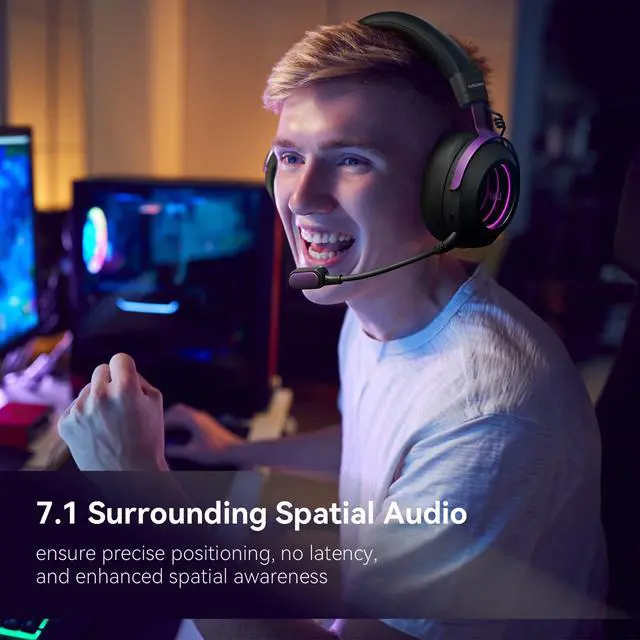 Alt view image 4 of 5 - ausounds 2.4G Wireless Dongle Gaming Headset,Planar Magnetic Drivers,Surrounding Spatial Audio,Memory Foam,Abyss Lighting Effects,Lightweight Headphones Works on PC,PS5,Xbox Series X|S