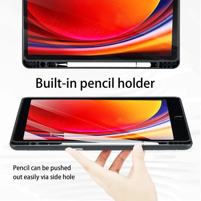 Alt view image 5 of 5 - Case for Samsung Galaxy Tab S10 Plus 2024/S9 FE+/S9 Plus 12.4 Inch 2023 - Model SM-X820/X826B/X610/X616B/X810/X816B with S Pen Holder and Pocket, PU Leather Folio Stand Cover Auto Wake/Sleep, Grey