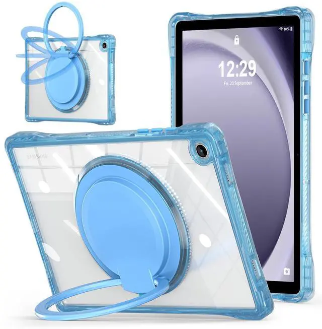 Main image of MEEgoodo Case for Samsung Galaxy Tab A9 Plus 11 inch 2024 2023 (Fit Model SM-X210/X216/X218), A9+ Tablet Cases with Soft TPU & Transparent Acrylic Back Cover & Rotating Stand, Light Blue