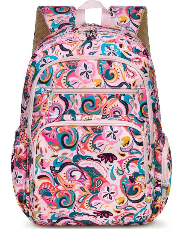 Alt view image 3 of 5 - FOKDUVB Large Backpack for Women Backpack with Lots of Pockets for Travel Work School Bookbag with Laptop Compartment for High School College Girls Mochilas Morrales para Mujer (Pink, Paisley)