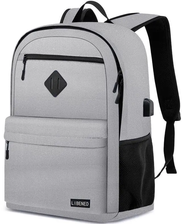 Main image of LIBENED School Backpack for Teen Boys Girls, Choice for School and College Backpack, Durable, Comfortable 15.6 inch Laptop Bookbag with USB Charger Port, Grey