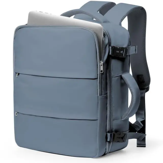 Main image of bergsalz Large Travel Backpack For Women Men,Carry On Backpack For Traveling On Airplanes,Personal Item Travel Bag Laptop Work Backpacks Grey Blue