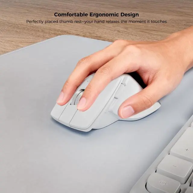 Alt view image 5 of 5 - KYSONA Ergonomic Keyboard Mouse Wireless Combo, Full Size Bluetooth Split Keyboard with Wrist Rest, 4 Level DPI Ergo Mouse for Windows Mac OS Computer, Colorful White