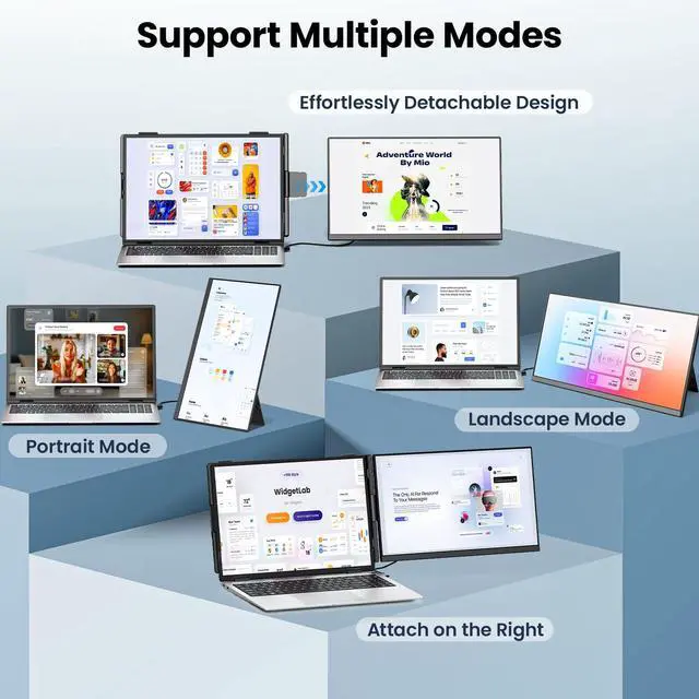 Alt view image 3 of 5 - Cevaton Laptop Screen Extender - 15.6" FHD 1080P Portable Monitor for Laptop, Detachable & Plug and Play Dual Monitor Extender for 13"-17.3" Laptops, Compatible with Wins/Mac/Android/Chrome