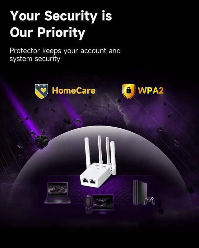 Alt view image 5 of 5 - 2025 WiFi Extender Signal Booster for Home, New Gen 6X Faster Internet Booster Extender, WiFi Repeater Coverage up to 10K sq.ft and 65 Devices,1-Tap Easy Setup,Only 2.4G