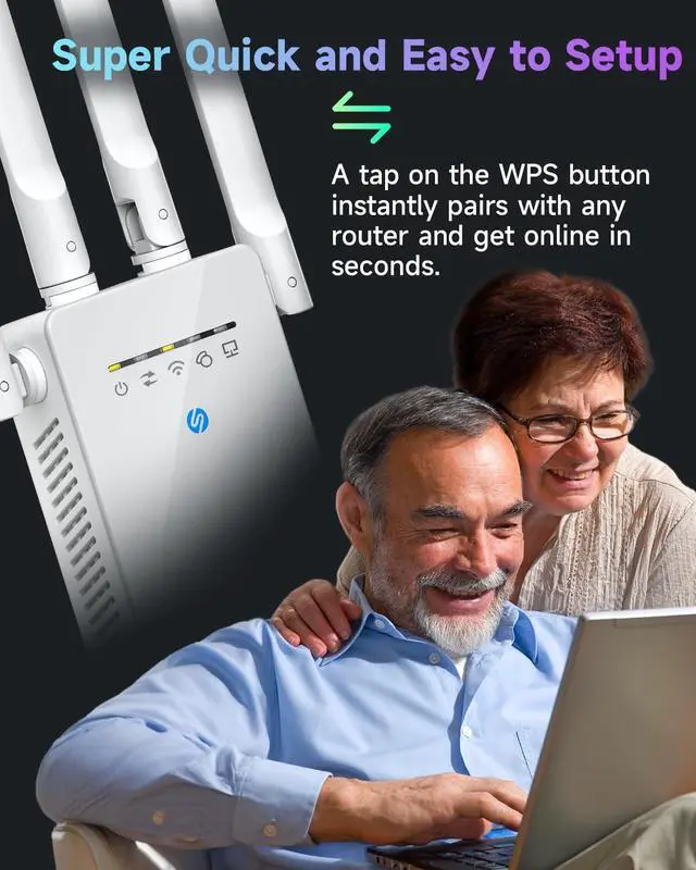 Alt view image 4 of 5 - 2025 WiFi Extender Signal Booster for Home, New Gen 6X Faster Internet Booster Extender, WiFi Repeater Coverage up to 10K sq.ft and 65 Devices,1-Tap Easy Setup,Only 2.4G