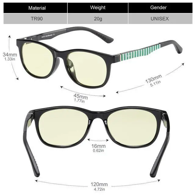 Alt view image 3 of 5 - DUCO Blue Light Glasses for Kids Boys Girls Blue Ray Blocking Glasses Cute Computer Gaming TV Glasses (Black)