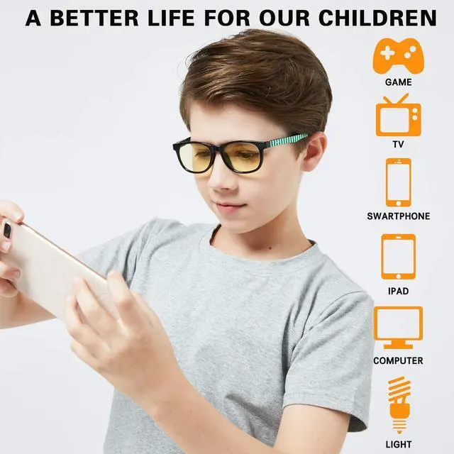 Alt view image 2 of 5 - DUCO Blue Light Glasses for Kids Boys Girls Blue Ray Blocking Glasses Cute Computer Gaming TV Glasses (Black)