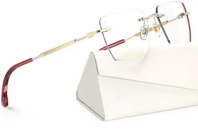 Main image of ANYLUV Rimless Blue Light Glasses Men Women, Fashion Oversized Lens Blue Light Blocking Glasses with Lightweight Metal Temple