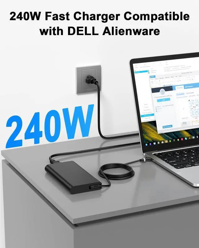 Alt view image 2 of 5 - Ryaobwu 240W 180W Laptop Charger Compatible with Dell Alienware M15 R2 R3 R4 R5 R6 R7 M17 M18 X15 X16 X17 G3 G5 G7 G15,Precision M6800 7730 7710 7510 7520 M4300 7680 AC Power Adapter