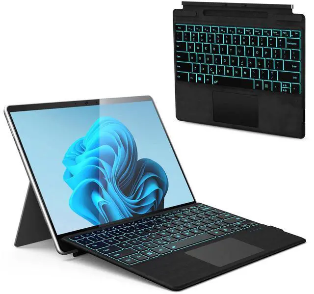 Main image of Surface Pro Keyboard, Wireless Type Cover for Microsoft Surface Pro 11/10/9/8/X 13 inch, Ultra-Slim Portable Magnetic Bluetooth Keyboard with 7 Color Backlit, Pen Holder, Trackpad