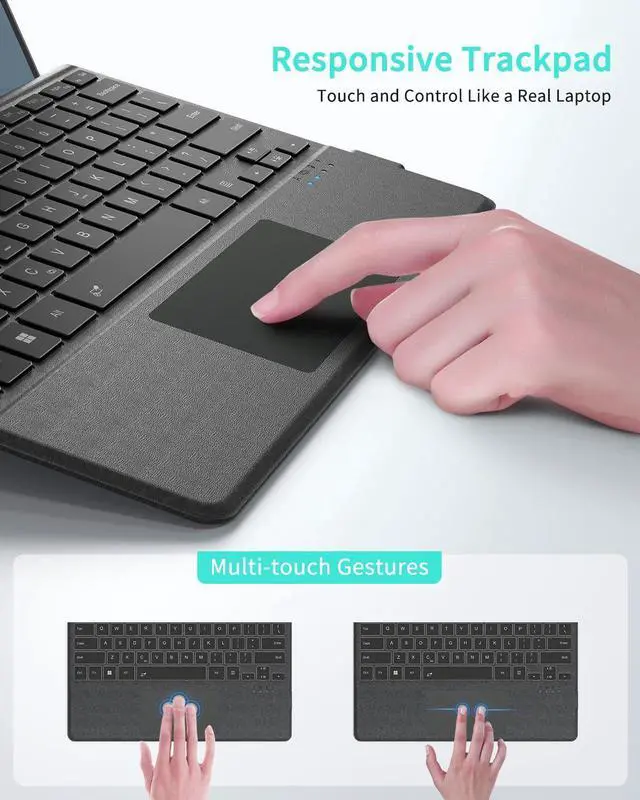 Alt view image 3 of 5 - Surface Pro Keyboard, Wireless Type Cover for Microsoft Surface Pro 11/10/9/8/X 13 inch, Ultra-Slim Portable Magnetic Bluetooth Keyboard with 7 Color Backlit, Pen Holder, Trackpad