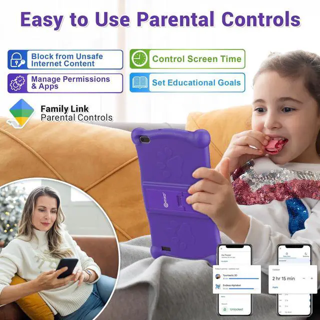 Alt view image 5 of 5 - Contixo Kids Learning Tablet and Kids Headphone Bundle - V10 Android 11 Tablets with Stylus, 32GB Storage, Bluetooth, Dual Cameras, Parental Control, Tablet for Kids and Kids Safe Headphone