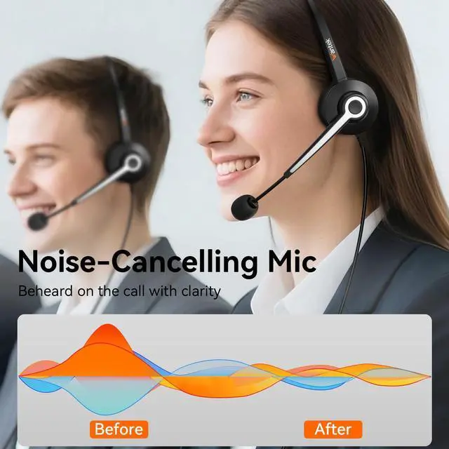 Alt view image 2 of 5 - Wantek USB Headset with Microphone for PC, Computer Laptop Headset with Call Answer Button for MS Teams & IP Phones, Lightweight Design & Memory Foam Cushions for All-Day Comfort