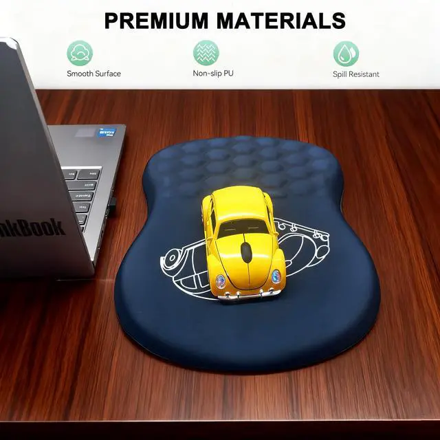 Alt view image 5 of 5 - Ergonomic Mouse Pad with Wrist Support and Memory Foam Massage Bulge,Slope Mousepad with Wrist Rest to Relieve Wrist Pain, Large 12x8 inch, Cute Car