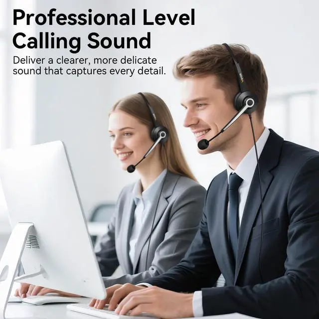 Alt view image 3 of 5 - Wantek USB Headset with Microphone for PC, Computer Laptop Headset with Call Answer Button for MS Teams & IP Phones, Lightweight Design & Memory Foam Cushions for All-Day Comfort