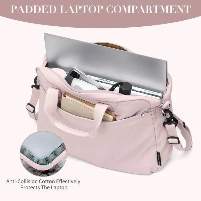 Alt view image 5 of 5 - GOLF QUALITY Laptop Tote Bag for Women Casual Tote Bag for Business Teacher Carry On Crossbody Bag,16 In,Pink