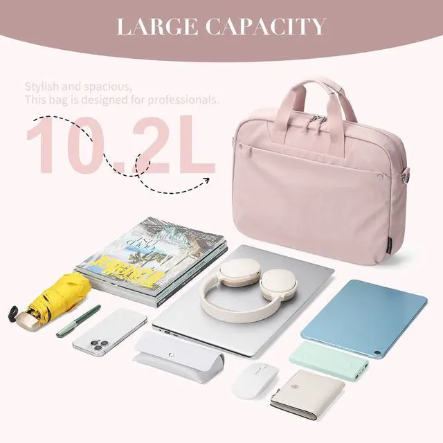 Alt view image 3 of 5 - GOLF QUALITY Laptop Tote Bag for Women Casual Tote Bag for Business Teacher Carry On Crossbody Bag,16 In,Pink