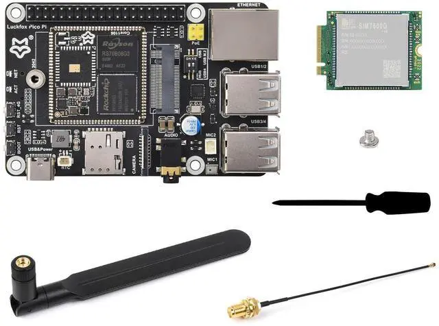 Main image of Waveshare Luckfox Pico Pi Linux Micro Dev Board,Core1106, 8GB eMMC, Intelligent Encoding Support, Built-in ISP3.2, Up to 5MP Image Processing, with 4G Module, RV1106G3
