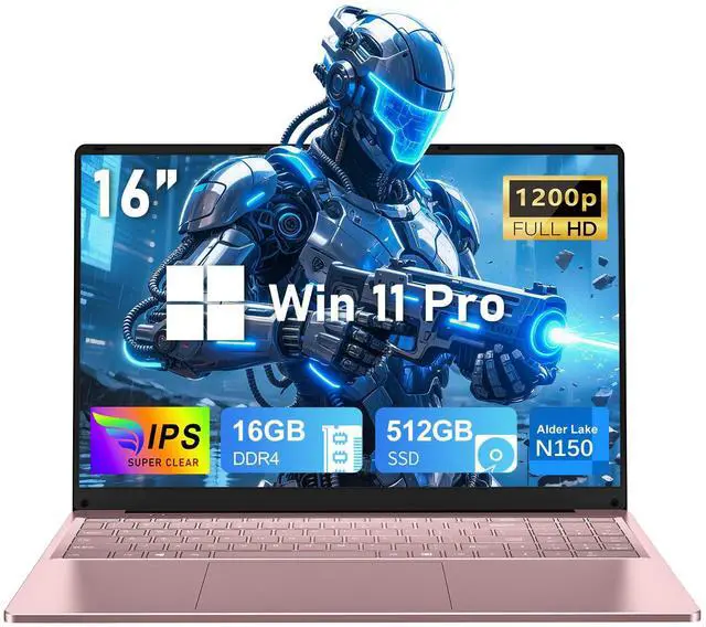 Main image of CHIFUYOU Gaming Laptop, 2025 16 Inch Office 365 Laptop Computer, N150 Processor (4C/4T, Up to 3.6GHz),16GB RAM 512GB SSD, WiFi 5,BT4.2,16" FHD 1920x1200(16:10), Backlit Keyboard, Rose Gold
