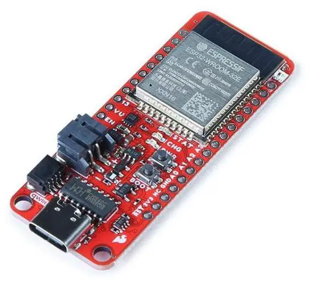Main image of SparkFun Thing Plus - ESP32 WROOM (USB-C) - ESP32-D0WDQ6 Chip Integrated RGB Status LED Operating Voltage: 3.3V Board Dimensions: 2.3in x 1.0in x 0.5in